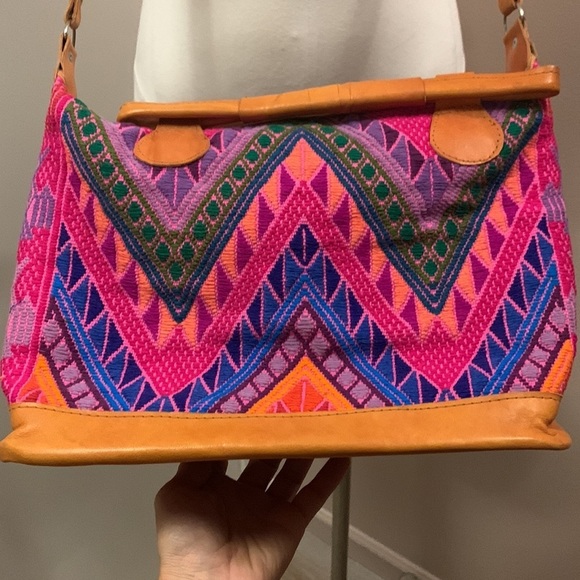BOHO Multicolor Slingbag Leather Handmade - Picture 5 of 16